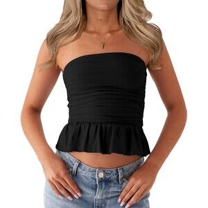 Ruched Tube Top, LARGE, 6G-159T004